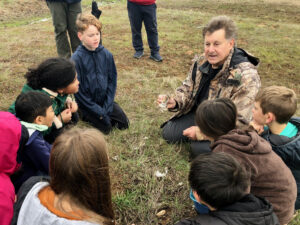 David Rosen in the VP grasslands with a group of students.